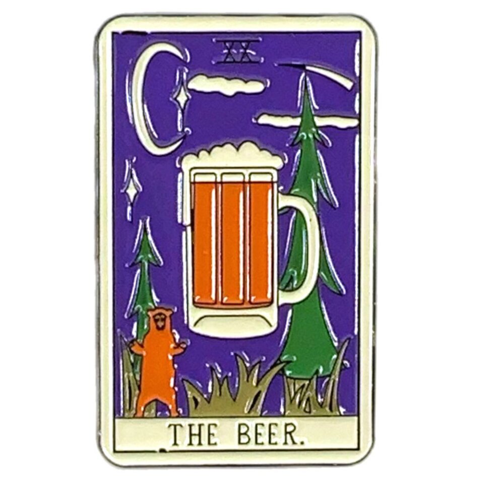 Beer Tarot Enamel Pin Black Metal The Beer Bear